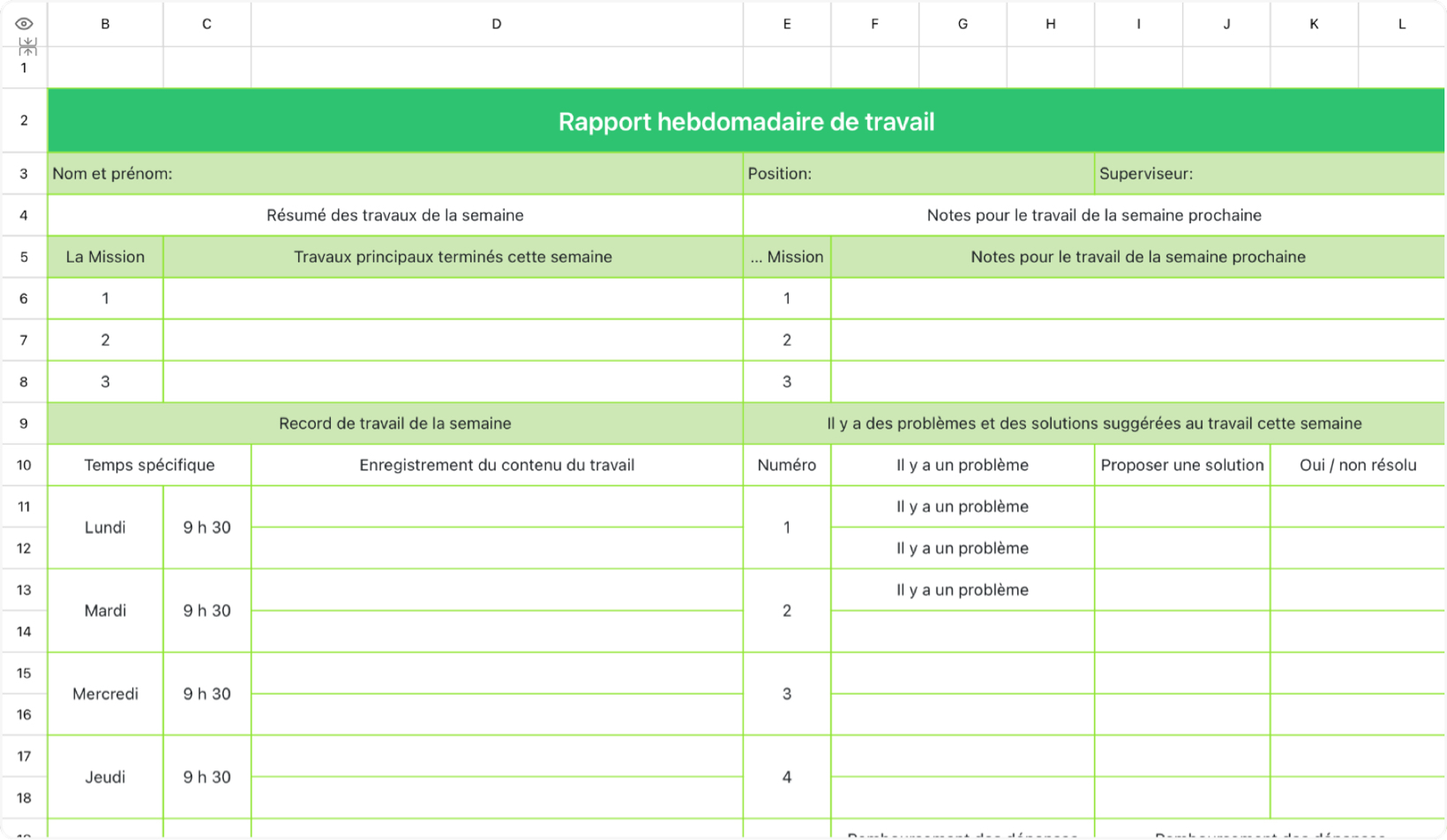 Rapport hebdomadaire de travail